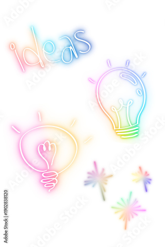 Rainbow neon ideas pngglow doodle collection