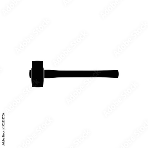 Black silhouette of a sledgehammer on a white background