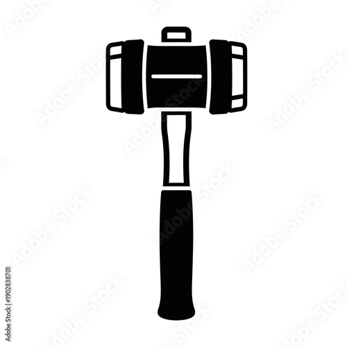 Black silhouette of a rubber mallet on a white background