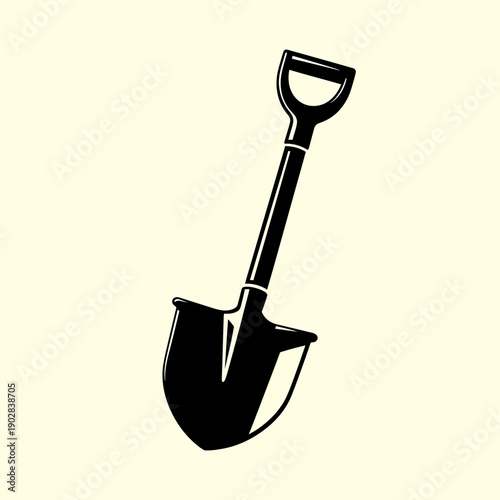 Black spade shovel icon on light background