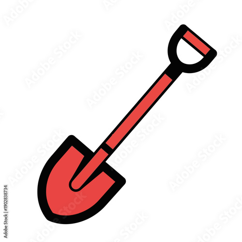 Red shovel illustration isolated on white background
