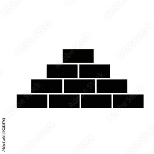 Stacked brick pyramid illustration on white background