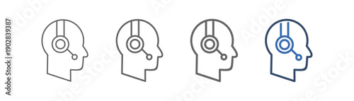 
outline icon set operator with people and headphone design