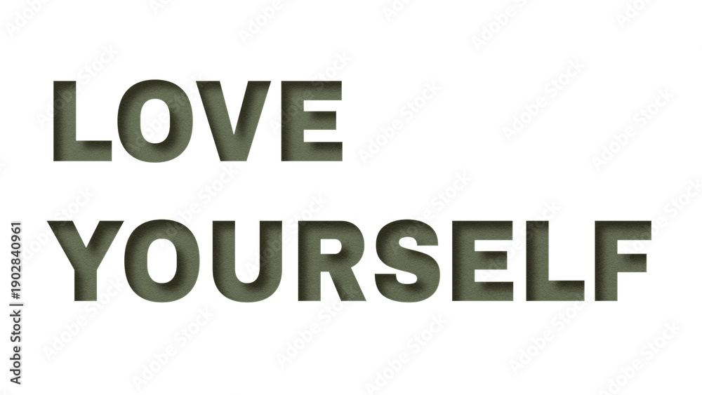 Obraz premium Png word love yourself paper cut font typography