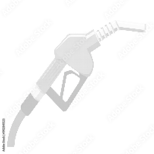 Monochrome dotted gas pump nozzle in a minimalist halftone style