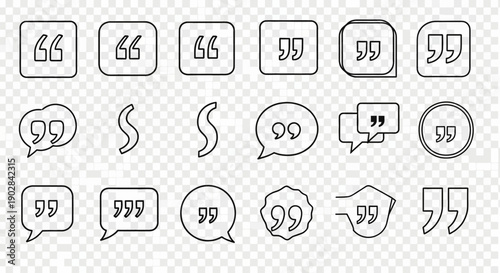 Quotation Marks Vector Set, Speech Bubbles