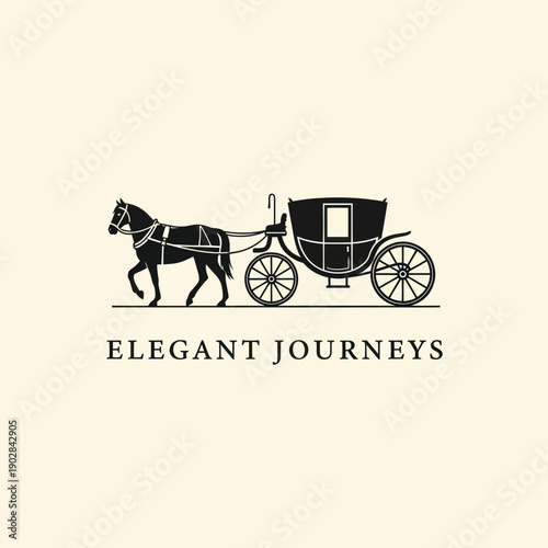 Elegant Journeys Horse and Carriage Logo Design.