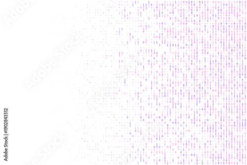 Abstract Binary Code Background with Purple and Blue Digital Data Stream on White Surface for Technology and Computing Concepts