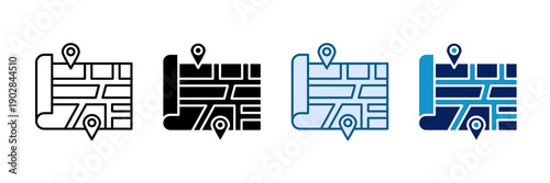 Zoning Map Icon Set Multiple Style Collection