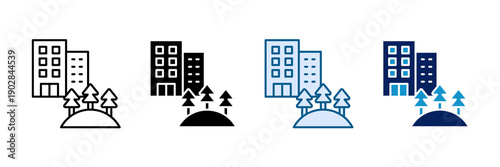 Urban Green Space Icon Set Multiple Style Collection