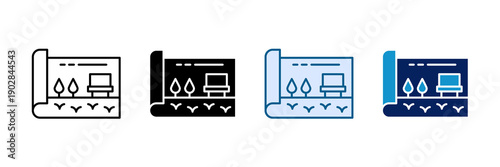 Public Space Planning Icon Set Multiple Style Collection