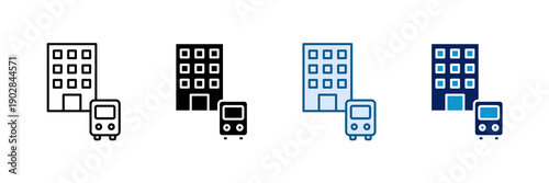 Transit Oriented Development Icon Set Multiple Style Collection