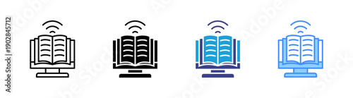 Online Learning icon set multiple style collection