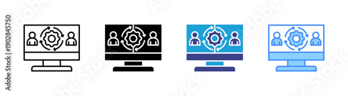 Virtual Education   icon set multiple style collection