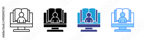 Online Lesson   icon set multiple style collection