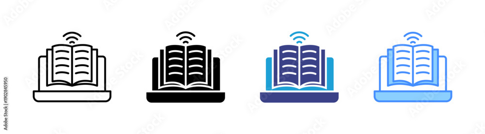 Obraz premium Online Learning icon set multiple style collection
