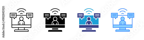 Online Class   icon set multiple style collection