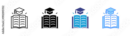 Education icon set multiple style collection