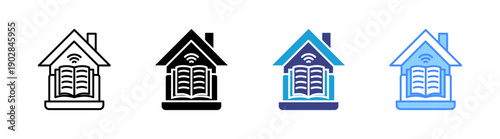 Homeschooling icon set multiple style collection