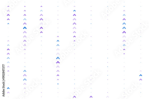 Abstract background with vertical rows of purple and blue upward arrows on white, representing growth, progress, and data visualization in a modern digital style.