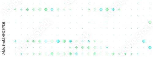 Abstract background pattern of green and blue tennis ball icons in a halftone grid layout on white. Sporty graphic design element for fitness and athletic themes.