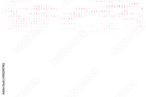 Abstract Digital Binary Code Background with Pink and Purple Gradient Zeros and Ones on White Surface for Technology and Data Concepts
