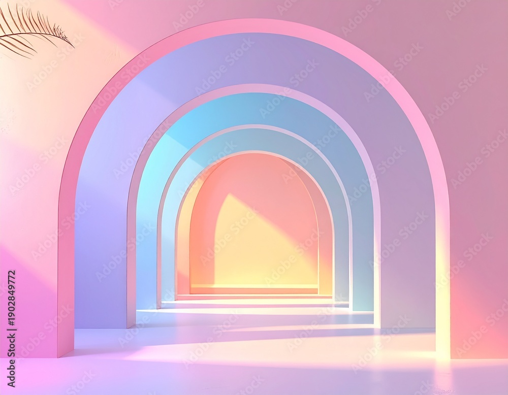 Fototapeta premium soft gradient arch shapes, pastel colors, clean studio light 