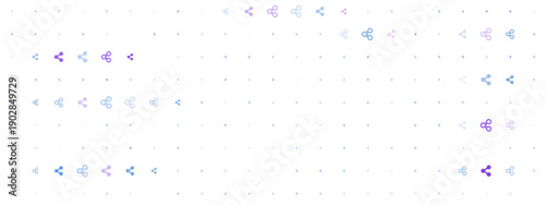 Abstract background with share icons and dots in blue and purple colors. Digital communication and social media network concept. Modern technology pattern for web design and marketing.