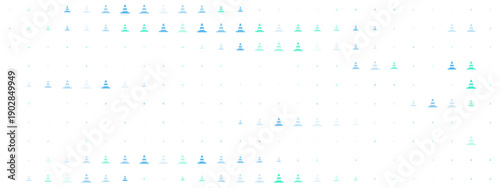 Abstract background with blue and teal traffic cone icons in a grid pattern on white. Minimalist geometric design for construction, safety, and roadwork concepts.