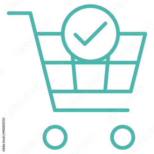 Flat Colored Checkout Icon for E-commerce Interface System