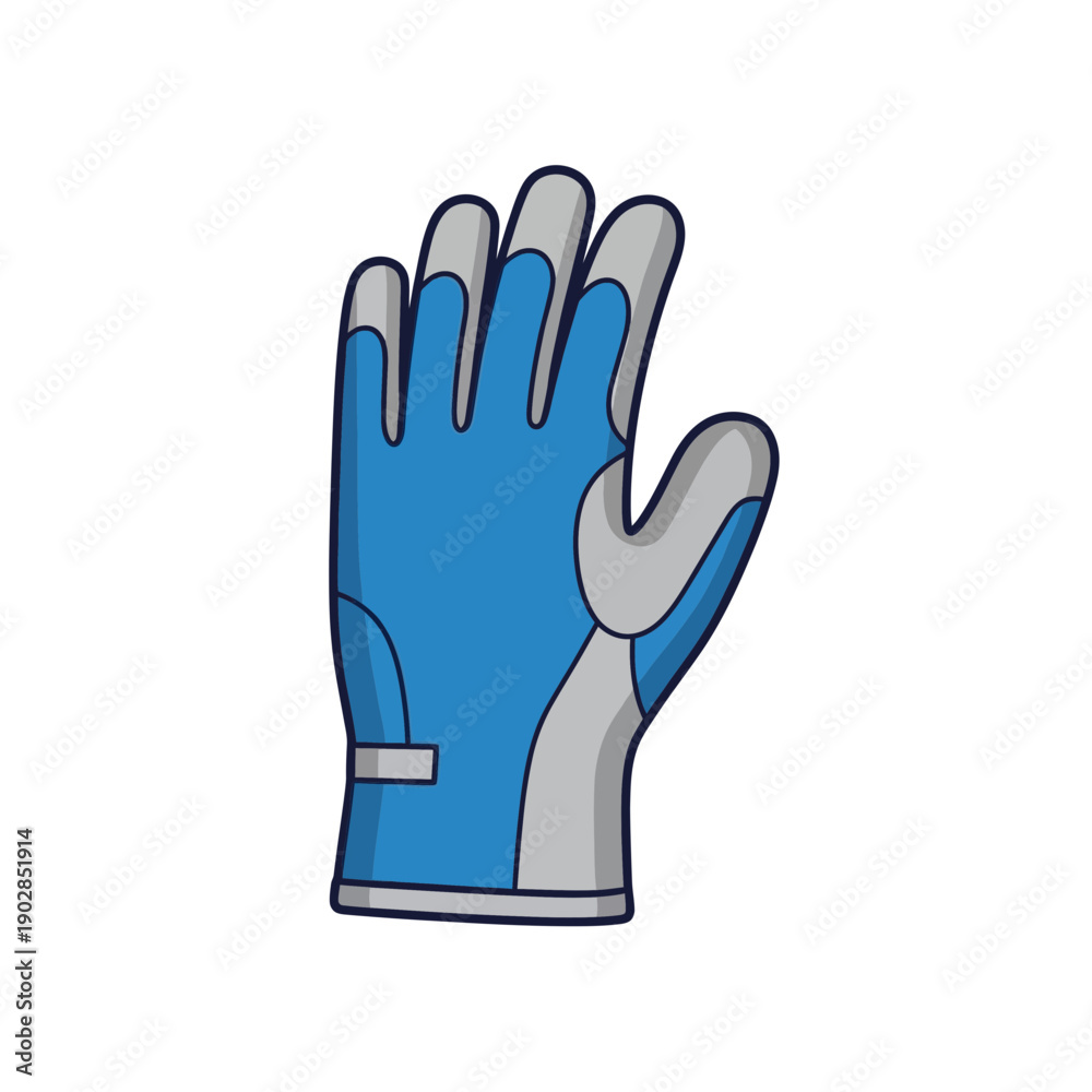 Obraz premium Blue and gray work glove, cartoon style