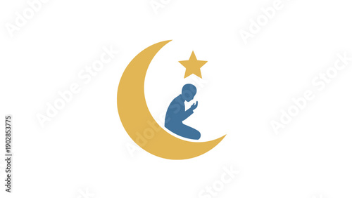 Person sitting on a crescent moon.