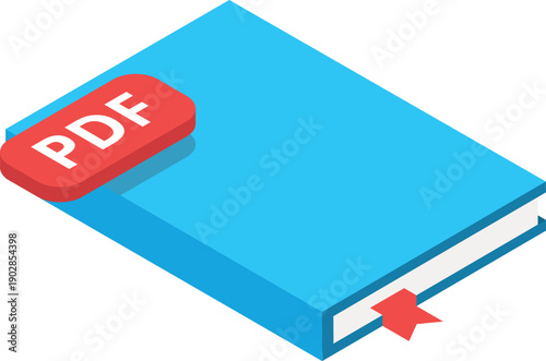 Pdf book isometric icon. Document publish symbol