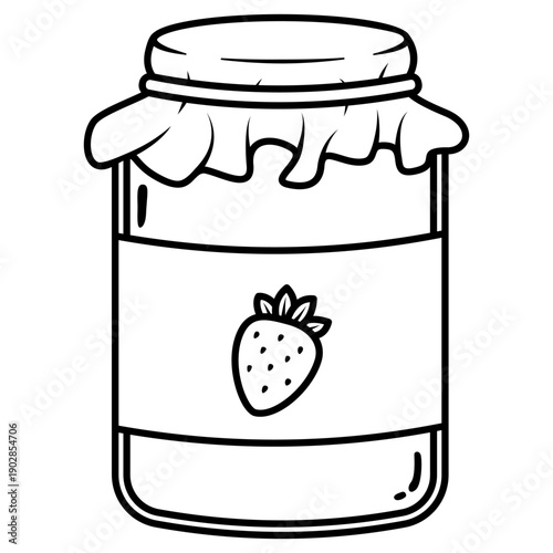 strawberry jam jar vector illustration