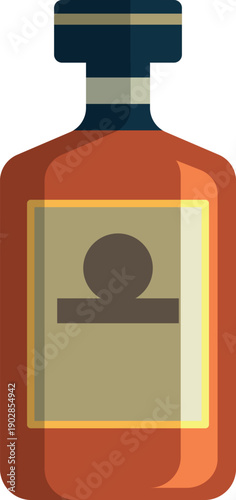 Brandy bottle color icon. Classic winery drink