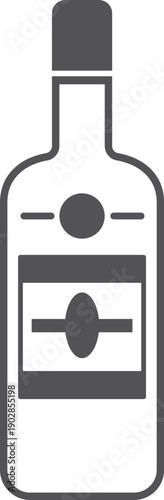 Whiskey bottle black symbol. Alcohol beverage glass