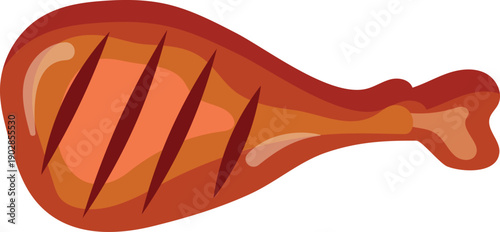 Roasted chicken. Grilled hot food cartoon icon
