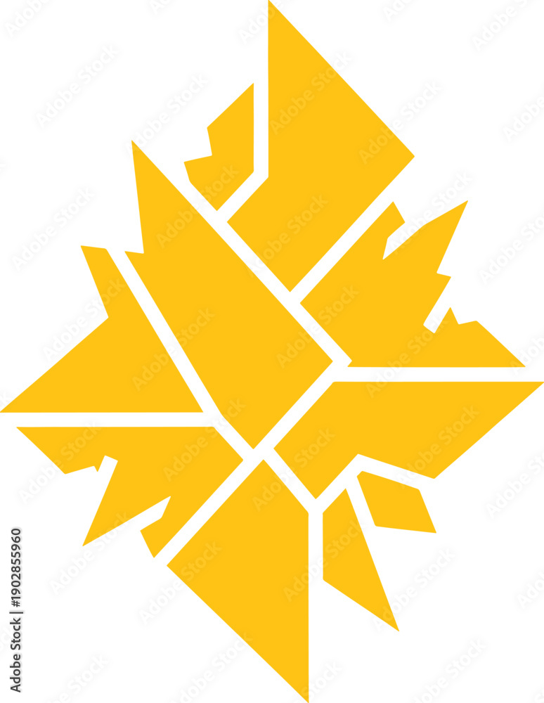 Obraz premium Yellow geometric starburst with jagged edges on white background abstract