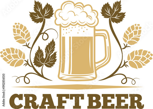 Craft beer brewery stamp. Natural drink logo