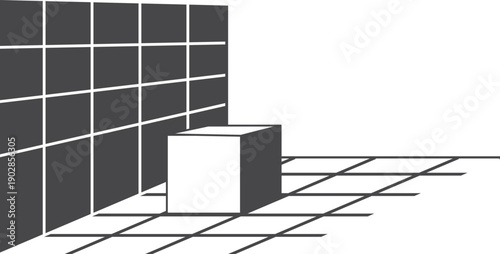 3d space black icon. Graphic design perspective view