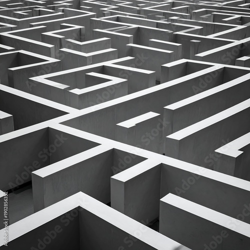 Wallpaper Mural Aerial view of a complex maze with high concrete walls, creating a puzzle Torontodigital.ca