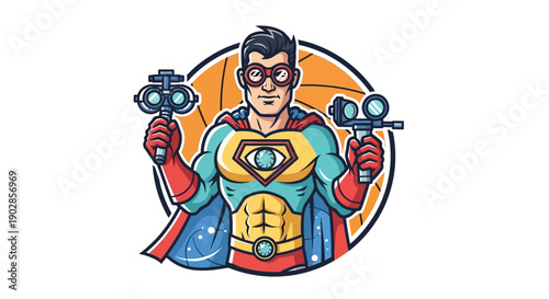 Heroic Action, Comic Character, Graphic Design, Superhero Theme, Colorful Environment, Dynamic Viewpoint, Creative Concept