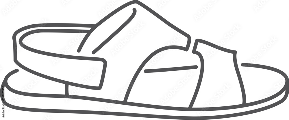 Fototapeta premium Male sandal shoe line icon. Casual outdoor footwear