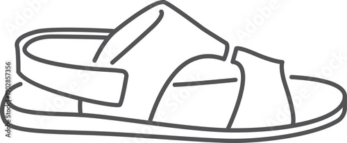 Male sandal shoe line icon. Casual outdoor footwear