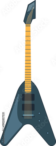 Heavy metal music concert instrument. Cartoon guitar