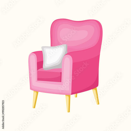 Cozy furniture illustration showing a comfortable armchair suitable for interior design concepts, living room decor, and home lifestyle visuals.
