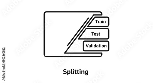 A minimalist vector graphic illustrating data splitting for machine learning