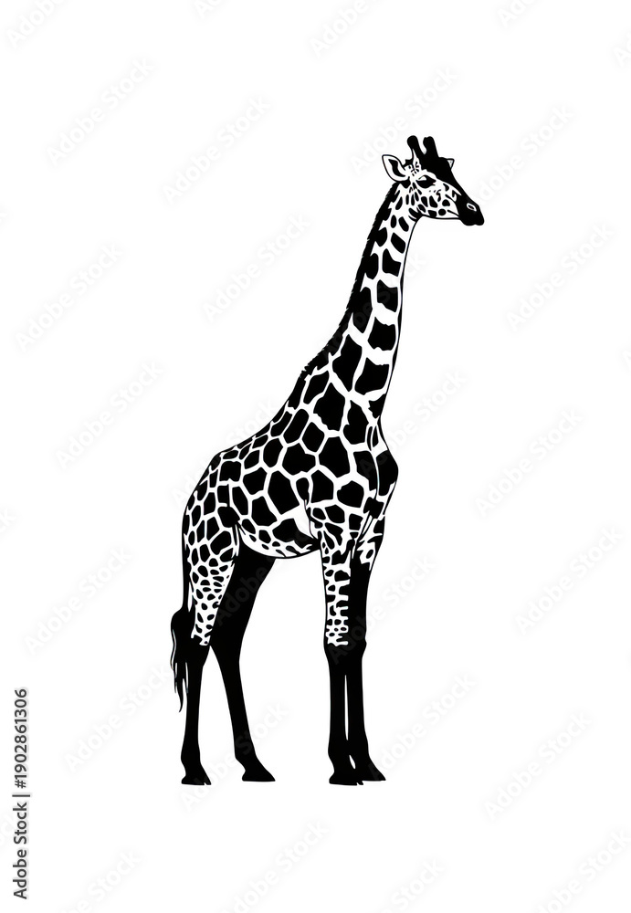Fototapeta premium Stylized giraffe with distinctive patterned coat, emphasizing its unique appearance