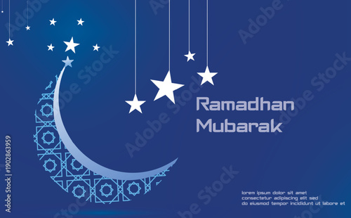 Ramadan Mubarak Background with Crescent Moon and Elegant Islamic Design
