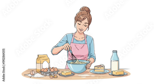 Woman Baking Delightful Desserts at Home 